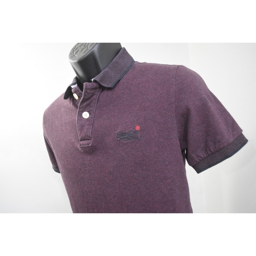 Superdry Classic Jersey Polo Shirt Maroon Short Sleeve Mens Size Small